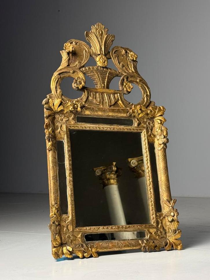 Franse Louis XV spiegel 18e eeuw, Antiek en Kunst, Antiek | Spiegels, Minder dan 50 cm, Rechthoekig, Ophalen