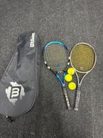 2x tennis racket + wilson tas, Sport en Fitness, Badminton, Ophalen of Verzenden, Gebruikt, Racket(s)