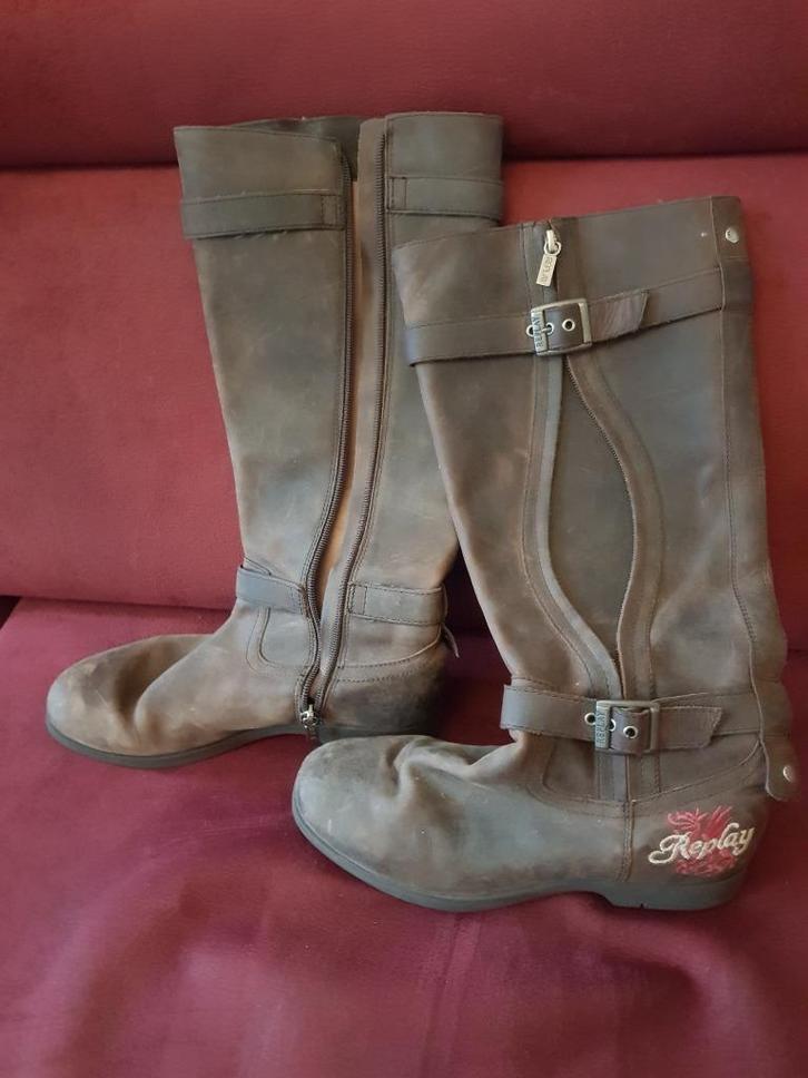 @ Replay Bruine Hoge Laarzen Maat 37 dames, Kleding | Dames, Schoenen, Gedragen, Hoge laarzen, Bruin, Ophalen of Verzenden