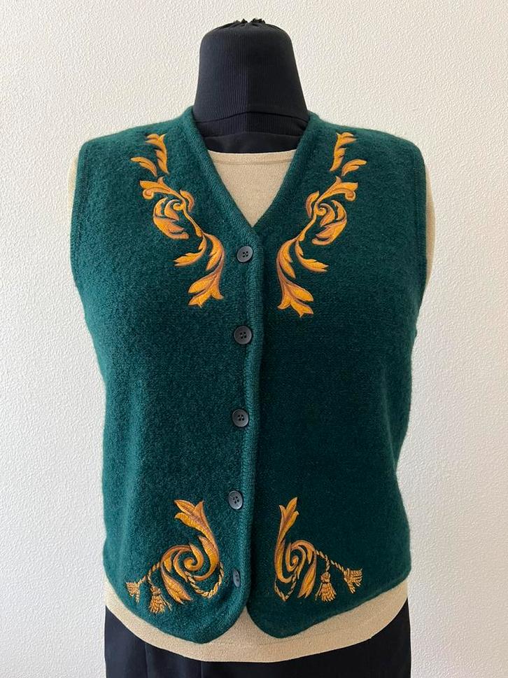 Pendleton 100% wol geborduurd gilet, Kleding | Dames, Truien en Vesten, Nieuw, Maat 38/40 (M), Groen, Verzenden