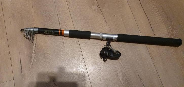 Telescopische Werphengel met molen te koop, Hobby en Vrije tijd, Overige Hobby en Vrije tijd, Gebruikt, Ophalen of Verzenden