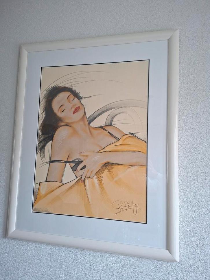 Schilderij van Vrouw in Bed, Antiek en Kunst, Kunst | Schilderijen | Klassiek, Ophalen