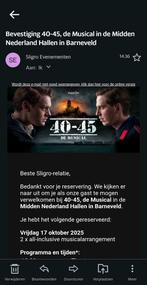 Sligro Musical 40-45, Tickets en Kaartjes, Twee personen, Meerdaags