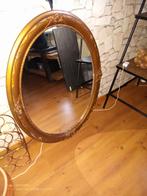 Brocante goedkleurige ovale spiegel te koop, Huis en Inrichting, Woonaccessoires | Spiegels, Minder dan 100 cm, Gebruikt, 50 tot 75 cm