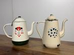 2 oude geëmailleerde thee/koffiepotjes, Ophalen of Verzenden, Overige stijlen, Overige typen
