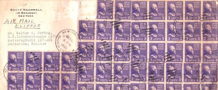 NEW YORK AIR MAIL CLIPPER AMSTERDAM, Postzegels en Munten, Postzegels | Europa | Overig, Overige landen, Verzenden