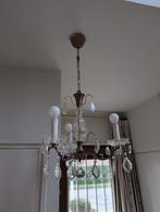 Antieke Hanglamp met Kristallen, Gebruikt, Glas, Minder dan 50 cm, Antiek