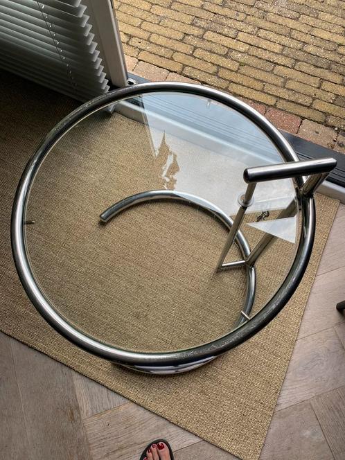 Glazen Salontafel Chromen Frame je kan hem niet verstellen, Huis en Inrichting, Tafels | Salontafels, Gebruikt, Minder dan 50 cm