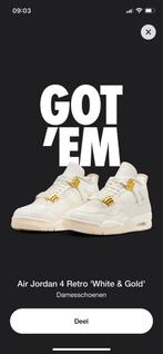 Nike Air Jordan 4 Retro - nieuw - maat 44 - “ White & Gold”, Verzenden, Wit, Nieuw, Sneakers of Gympen