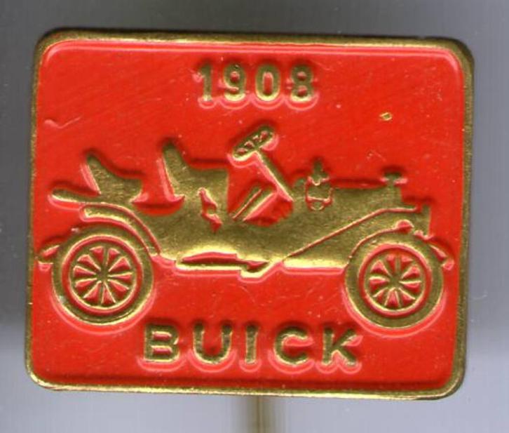 Buick 1908 rood op koper oldtimer auto speldje ( A_136 ), Verzamelen, Speldjes, Pins en Buttons, Zo goed als nieuw, Speldje of Pin