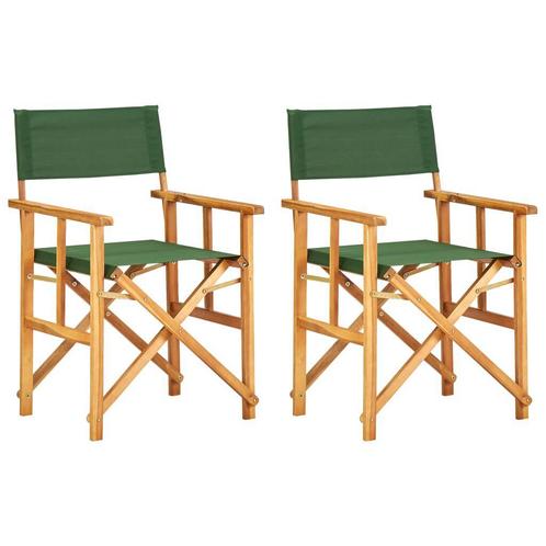 Regisseursstoelen 2 st massief acaciahout groen, Tuin en Terras, Tuinmeubel-accessoires, Nieuw, Ophalen of Verzenden