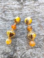 Italiaanse 925 zilver oorbellen met goud was en kralen, Sieraden, Tassen en Uiterlijk, Hangers, Verzenden, Zo goed als nieuw, Goud