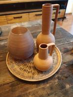 Keramiek vaasjes & glazen pot op plateau, Huis en Inrichting, Woonaccessoires | Vazen, Ophalen