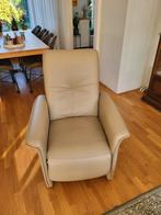 Relaxfauteuil - Beige - verstelbaar, Huis en Inrichting, Fauteuils, Ophalen, Gebruikt, Minder dan 75 cm, Leer