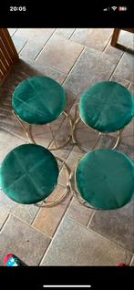 4 Nieuwe Luxe Groene Velvet Krukjes met Gouden Poten, Huis en Inrichting, Stoelen, Ophalen, Overige kleuren, Nieuw, Vier