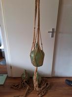 Vintage Glazen Fles met Macramé Hanger 3x, Gebruikt, Ophalen of Verzenden, Glas, Minder dan 50 cm