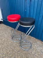 Retro barkruk chrome poten barkrukken zeer goede staat, Ophalen, Zo goed als nieuw, Leer, 60 tot 90 cm