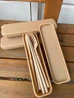 Kunststof / plastic herbruikbaar reisbestek 7 delig + etui, Ophalen of Verzenden