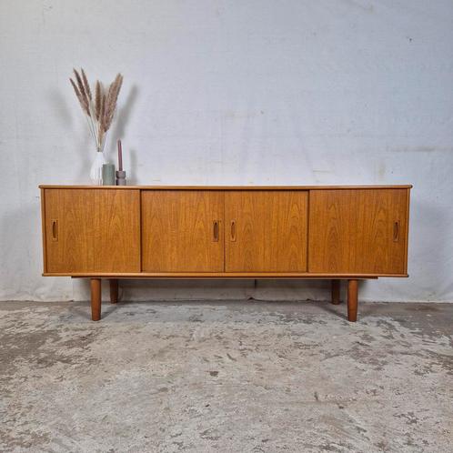Vintage jaren 60 teak scandinavisch sideboard tv meubel, Huis en Inrichting, Kasten | Dressoirs, Gebruikt, 200 cm of meer, 25 tot 50 cm