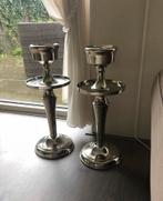 2 Zilverkleurige Riviera Maison Kandelaren - 50cm, Antiek en Kunst, Ophalen, Zilver
