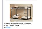 Stapelbed kids 90x200 zwart nieuw in doos, Ophalen, 90 cm, Eenpersoons, Nieuw