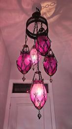 Paarse oosters lamp met glazen bollen, Ophalen, Zo goed als nieuw, Glas, Minder dan 50 cm
