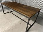 Massief eiken eetafel met stevig stalen frame, Ophalen, Zo goed als nieuw, Rechthoekig, 200 cm of meer