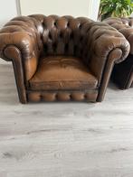 2 chesterfield fauteuils, Gebruikt, Chesterfield, Ophalen of Verzenden, 75 tot 100 cm