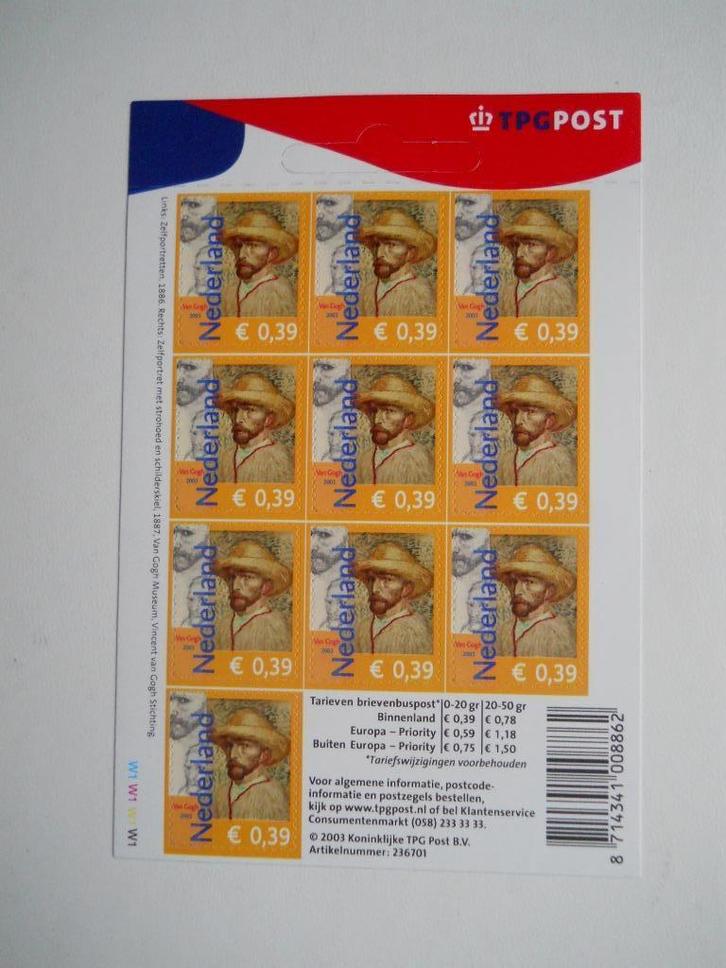 Nederland 2003 Nominaal Vincent van Gogh I Vel Nvph.V2139a, Postzegels en Munten, Postzegels | Nederland, Postfris, Na 1940, Ophalen of Verzenden