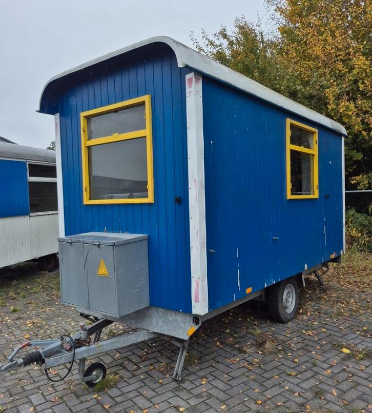 Mooie snelverkeer schaftwagen/bouwkeet/schaftkeet/keet, Doe-het-zelf en Verbouw, Bouwketen en Schaftketen, Gebruikt, Ophalen