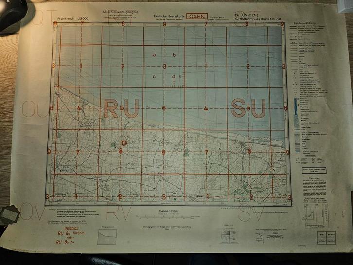 WW2 Duitse kaart 1943 Omaha Beach D-Day, Verzamelen, Militaria | Tweede Wereldoorlog, Ophalen of Verzenden