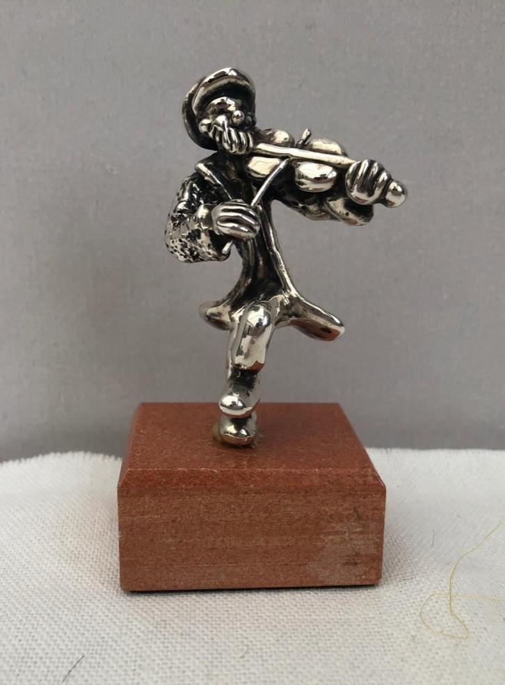 Zilver 925 beeldje - Violist muzikant - Ben Zion - Israel, Antiek en Kunst, Antiek | Goud en Zilver, Zilver, Ophalen of Verzenden
