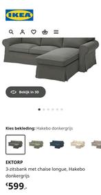 Ikea Ektorp driezits bank met chaise longue antraciet, Huis en Inrichting, Banken | Sofa's en Chaises Longues, Ophalen, Zo goed als nieuw