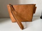 Clutch/opbergtasje cognac upcycled leer Vous Desirez, Ophalen of Verzenden, Zo goed als nieuw, Bruin, Overige typen