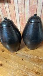 Vazen met deksel 2 stuks, Huis en Inrichting, Woonaccessoires | Vazen, Zwart, Ophalen of Verzenden, Minder dan 50 cm, Glas