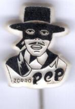 ZORRO zwart op wit plastic PEP speldje ( S_154 ), Verzenden, Nieuw, Figuurtje, Speldje of Pin