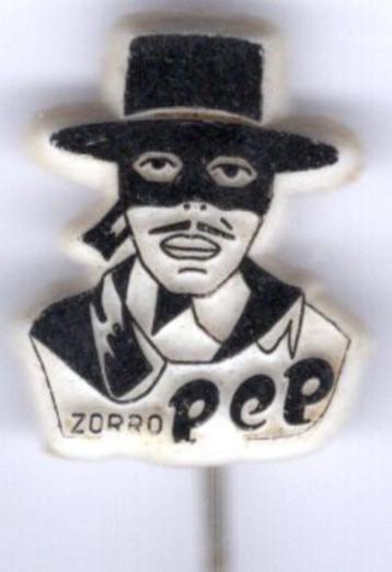 ZORRO zwart op wit plastic PEP speldje ( S_154 ) beschikbaar voor biedingen