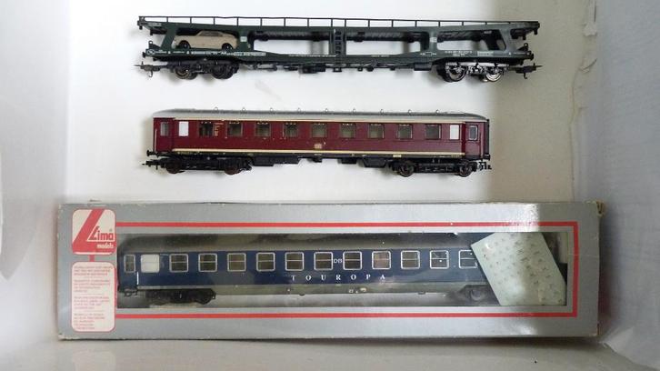 HO Lima Touropa rijtuig, autotransport en Gesellschaftswagen, Hobby en Vrije tijd, Modeltreinen | H0, Gebruikt, Treinset, Gelijkstroom
