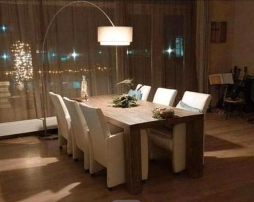 6 off-white leren stoelen met verstelb.rug en wieltjes, Huis en Inrichting, Stoelen, Zo goed als nieuw, Vijf, Zes of meer stoelen