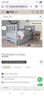 Peuterbed Tim grijs rockwood bedden, Kinderen en Baby's, Kinderkamer | Bedden, 70 tot 85 cm, Zo goed als nieuw, Matras, 140 tot 160 cm