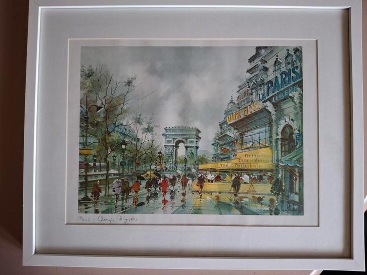 Print Parijs - Champs-Élysées, Antiek en Kunst, Kunst | Tekeningen en Foto's, Ophalen of Verzenden