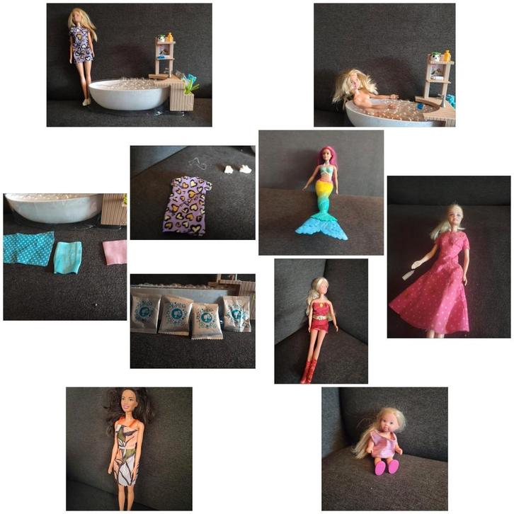 Barbie verzameling deel 2 met jacuzzi/welness/bad set, Kinderen en Baby's, Speelgoed | Poppen, Gebruikt, Barbie, Ophalen of Verzenden