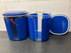 Tupperware vensterbus skyline 1.5 liter kobalt blauw trommel, Huis en Inrichting, Keuken | Tupperware, Verzenden, Zo goed als nieuw