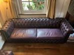 Aubergine Chesterfield Bank, Stoel & Poef - Gebruikt, Huis en Inrichting, Ophalen, Gebruikt, 75 tot 100 cm, Leer