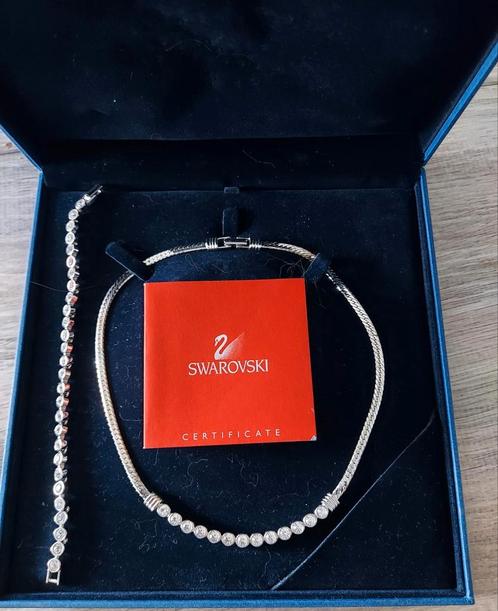 Prachtige ketting en armband  van swarovski, Sieraden, Tassen en Uiterlijk, Kettingen, Zo goed als nieuw, Zilver, Met kristal