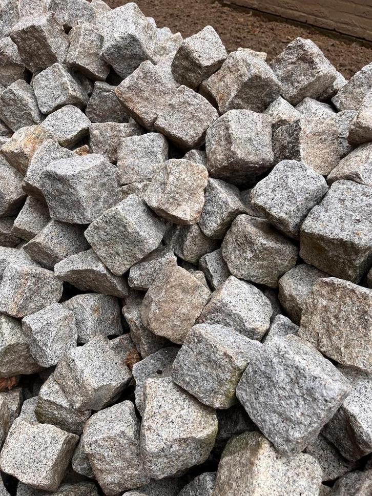 Portugese keitjes/Kinderkopjes - 18-20m2, Tuin en Terras, Grind, Keien en Split, Gebruikt, Kei, Grijs, Overige materialen, Ophalen