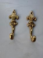 (F) Vintage messing wandhaken,Fleur-de-Lis stijl (set van 2), Huis en Inrichting, Woonaccessoires | Kapstokken, Verzenden, Metaal