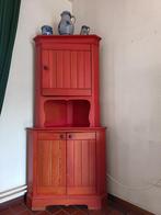Houten hoekkast / buffetkast rood gebeitst, Ophalen, 50 tot 100 cm, Landelijk, 50 tot 75 cm