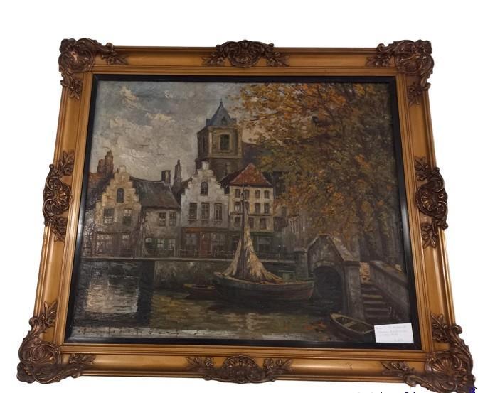 Nederlands stadsaanzicht Johannes Karel Leurs, Antiek en Kunst, Kunst | Schilderijen | Klassiek, Ophalen