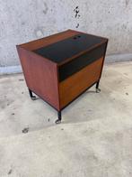 Teakhouten en zwarte drankenkast op wielen uit 1960, Ophalen of Verzenden